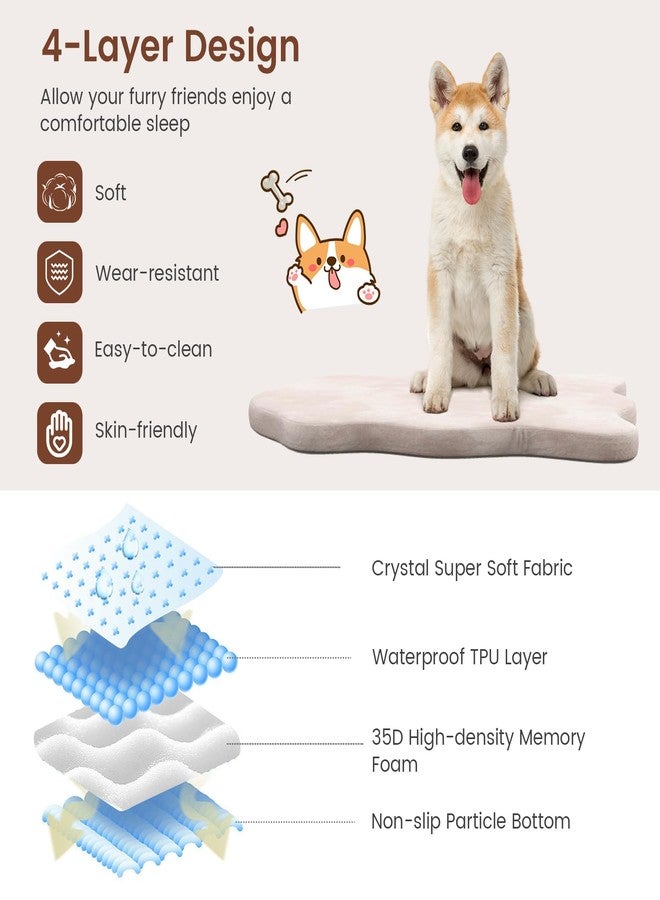 Giantex Memory Foam Dog Bed with Removable Washable Cover, Non-Slip Bottom, Egg Crate Foam Pet Sleeping Mat for Large Medium Dogs, 43 x 26 inch, Orthopedic Dog Bed Indoor Outdoor (Beige) - Image 3